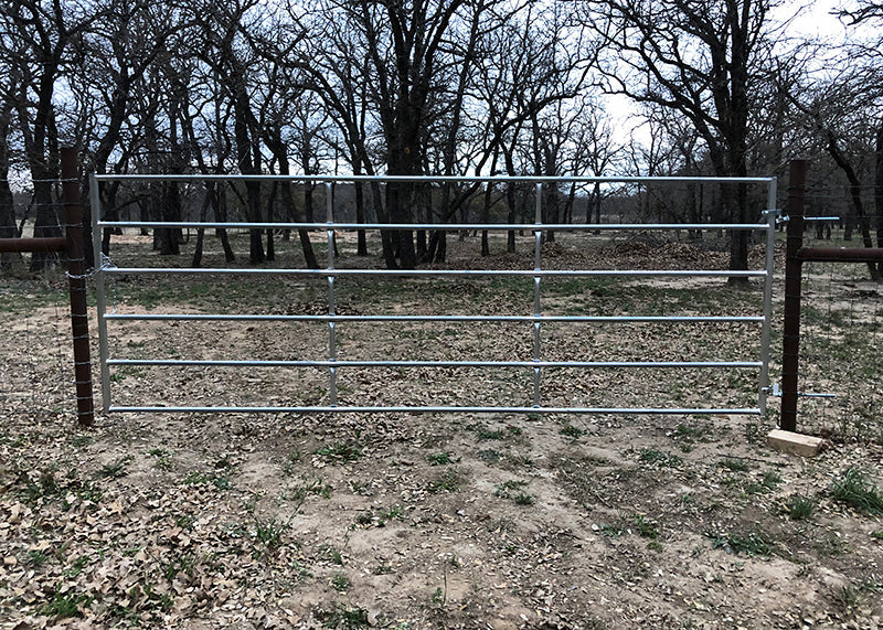 Red River Arenas GL12 galvanized pasture gate installed