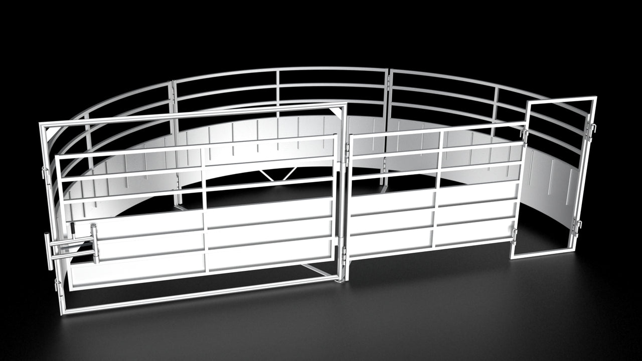 Heavy Duty 10-foot 180-degree left-hand sheeted crowding tub for cattle working systems.