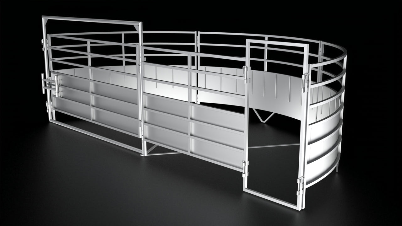 Heavy Duty 10-foot 180-degree left-hand sheeted crowding tub for cattle working systems.