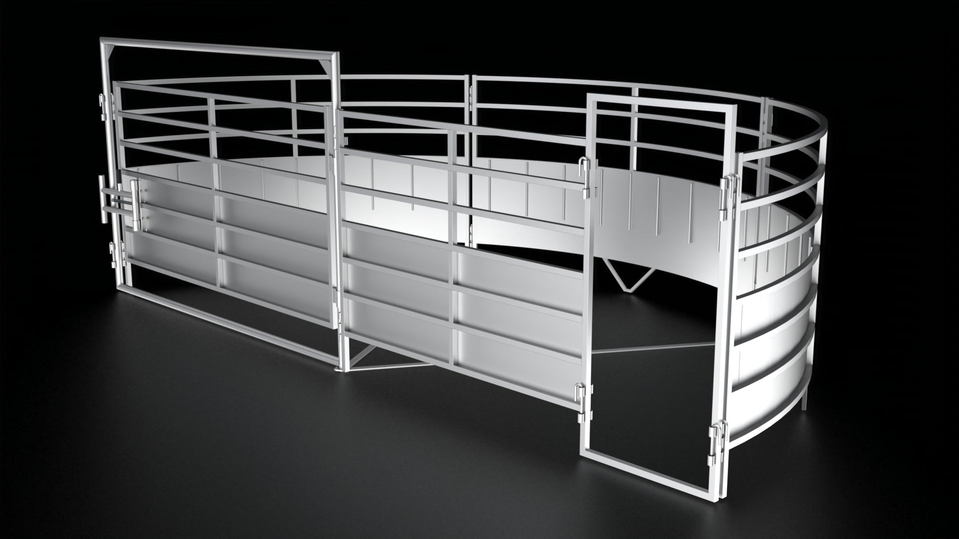 Heavy Duty 10-foot 180-degree left-hand sheeted crowding tub for cattle working systems.