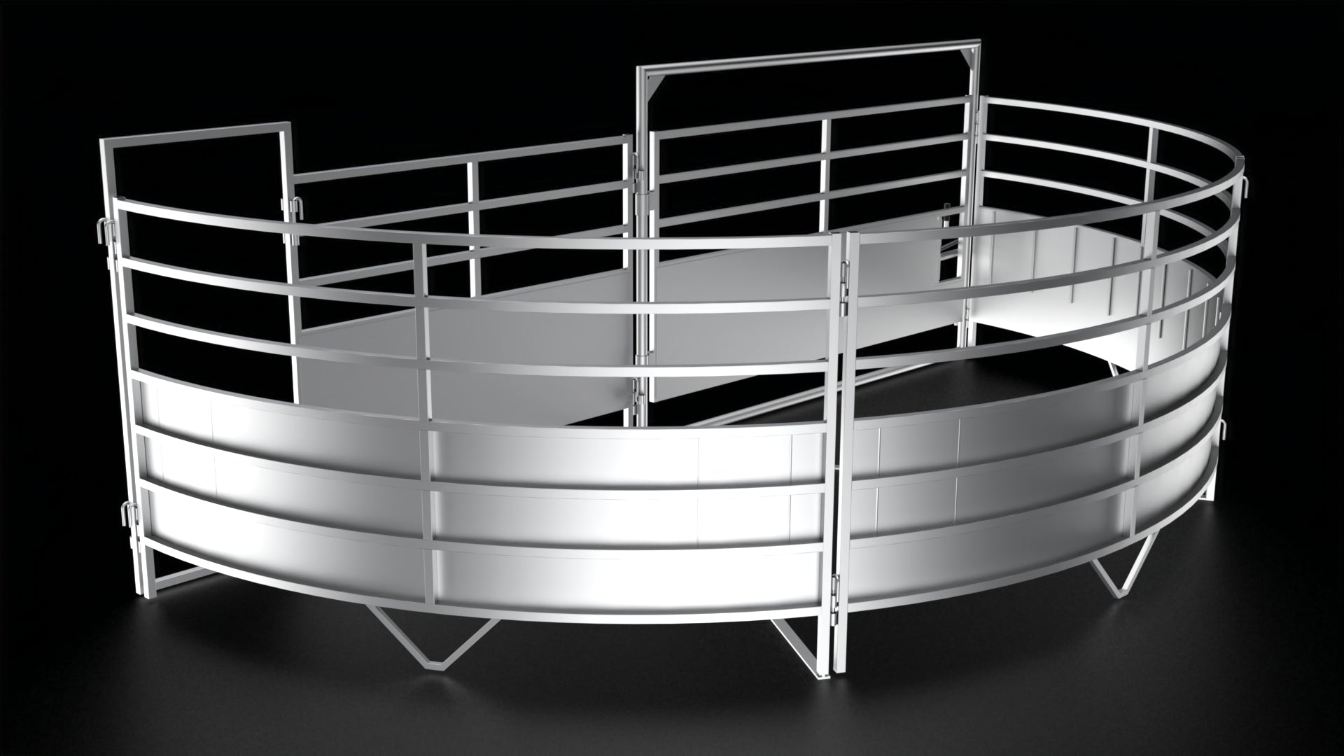 Heavy Duty 10-foot 180-degree left-hand sheeted crowding tub for cattle working systems.