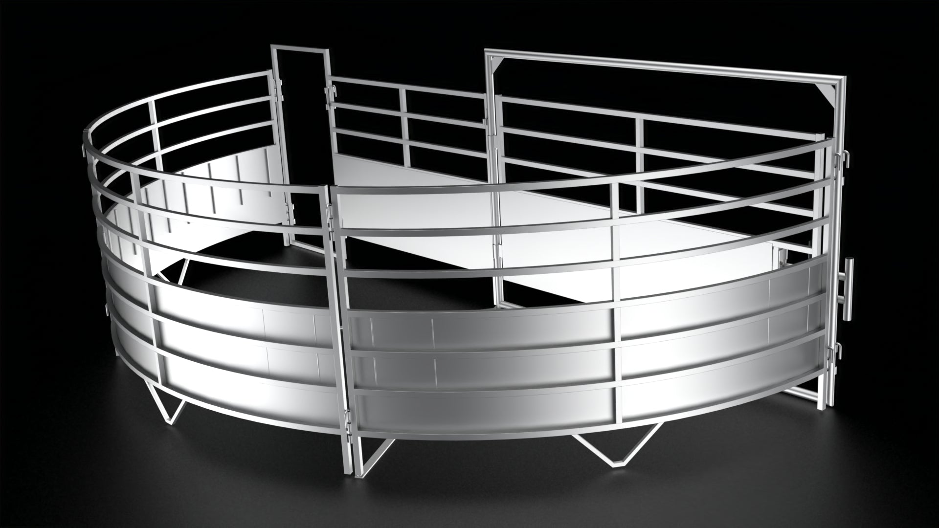 Heavy Duty 10-foot 180-degree left-hand sheeted crowding tub for cattle working systems.