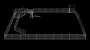 46x40 goat roping arena setup layout with return alley, goat roping chute, leadup system, and livestock panels by Red River Arenas