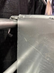 HF100 hanging horse feeder mounting bracket attached to livestock panel