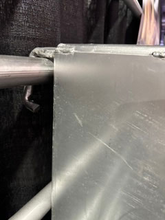 HF100 hanging horse feeder mounting bracket attached to livestock panel
