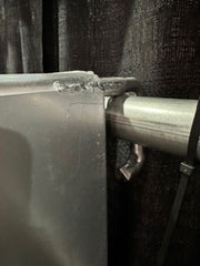 HF100 hanging horse feeder mounting bracket attached to livestock panel