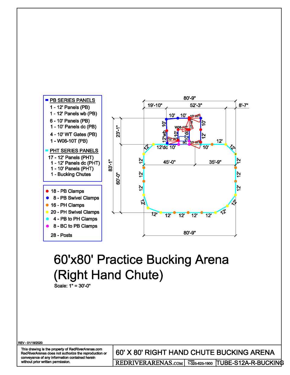 RIGHT HAND ONLY ECONOMY 60X80 BULL RIDING ARENA (PBT SERIES PANEL)