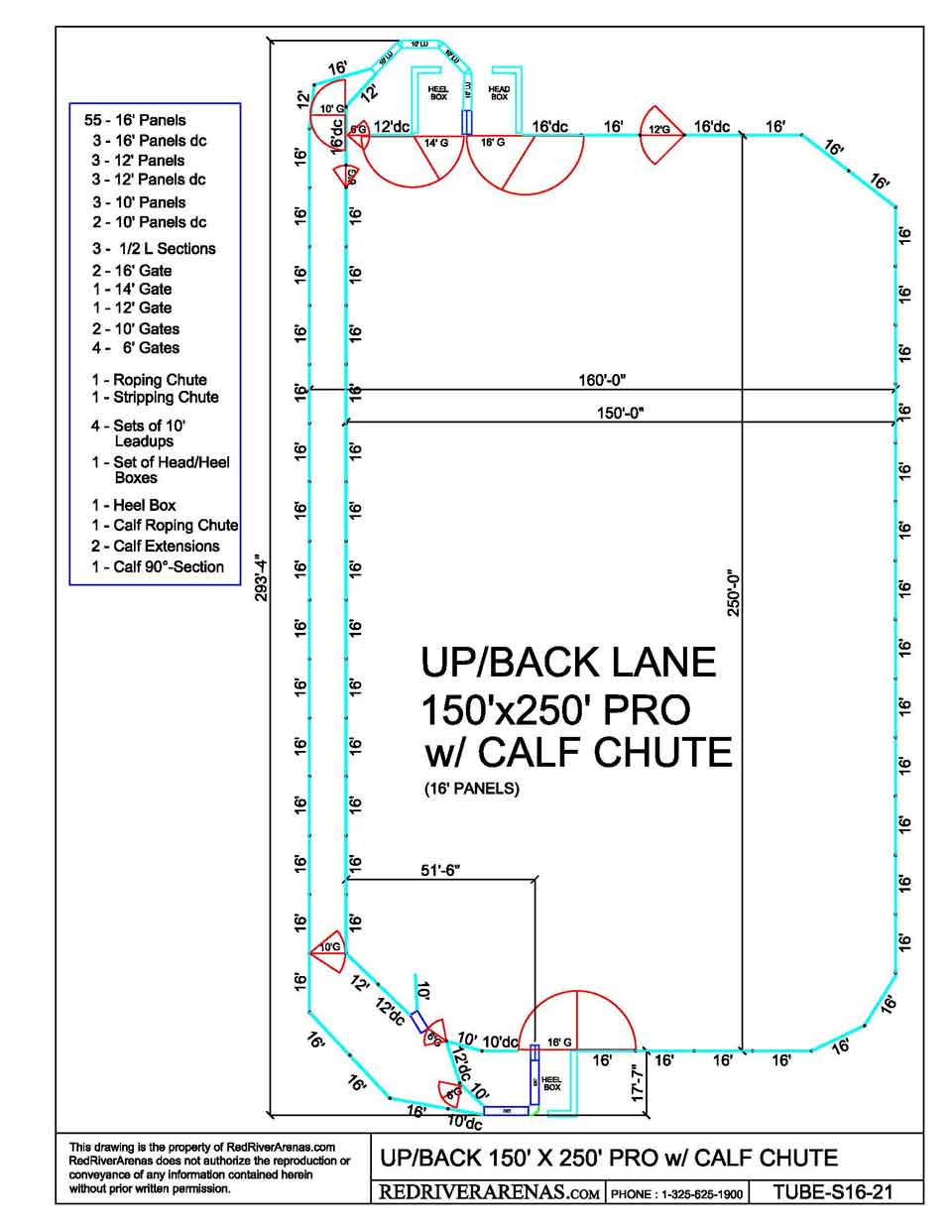 150X250 Pro Up/Back w/ Calf Chute (PL16 Series Panel)