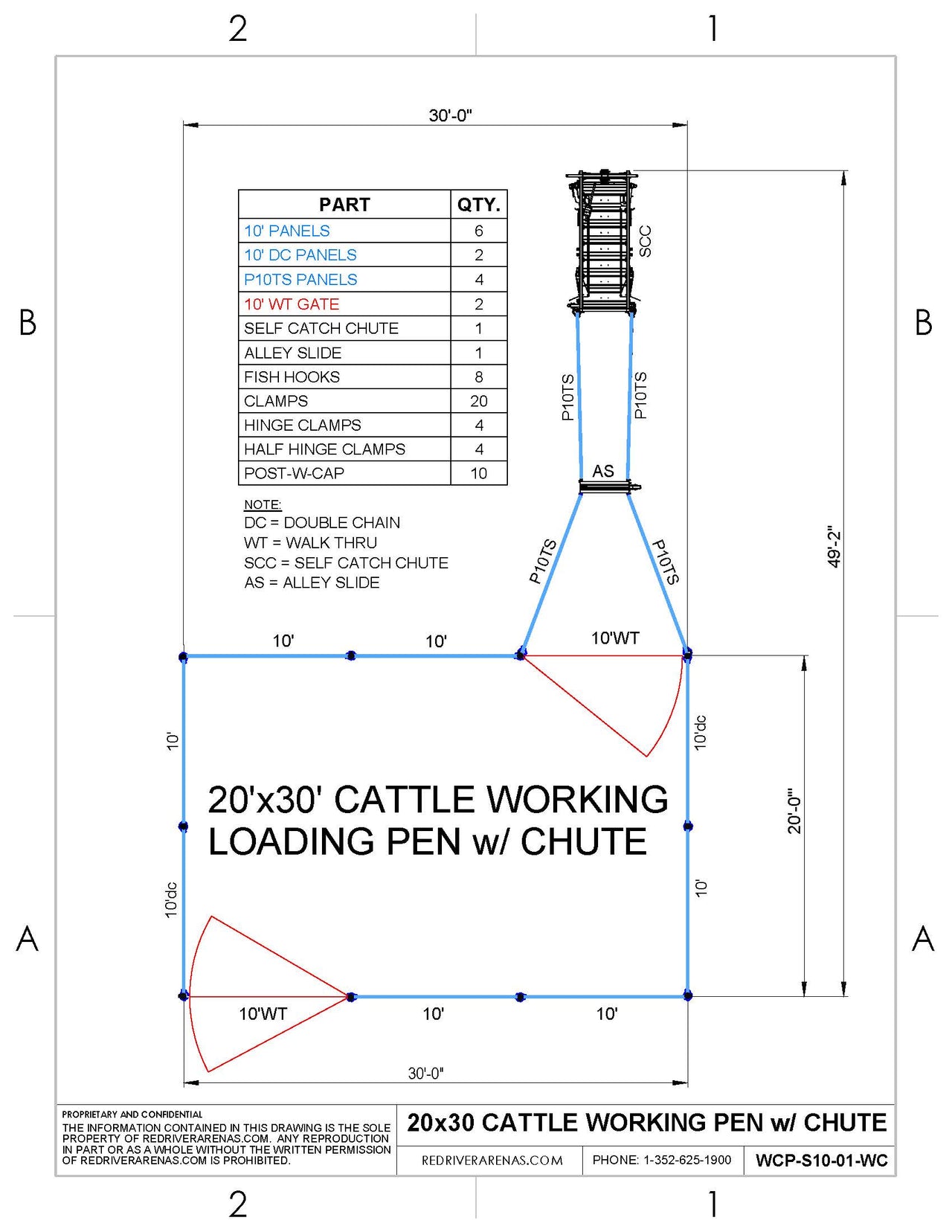 20'x30' Cattle Working Loading Pen w/ Squeeze Chute (PB10T)