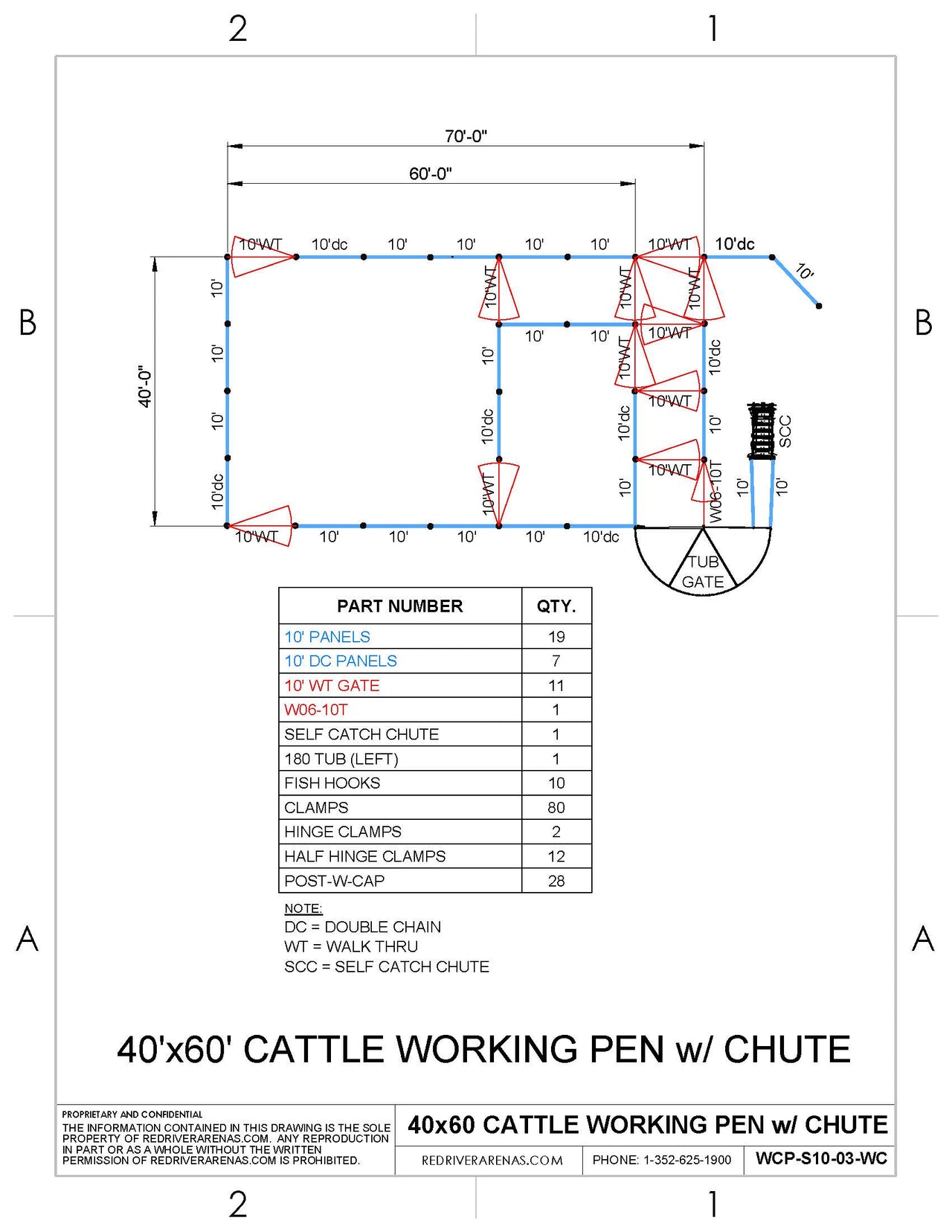 40' x 60' Working Pen w/ Squeeze Chute (PB10T Panel)
