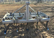 Front view of adjustable ripper shanks on Buster 1.0 arena drag