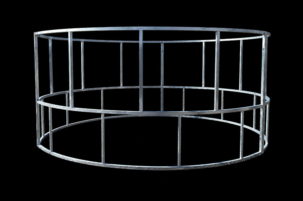 R2 economy straight braced galvanized round bale feeder for cattle