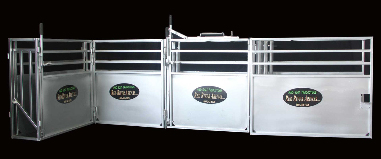 Complete goat roping setup with chute leadup and score lane for consistent runs and smooth goat flow