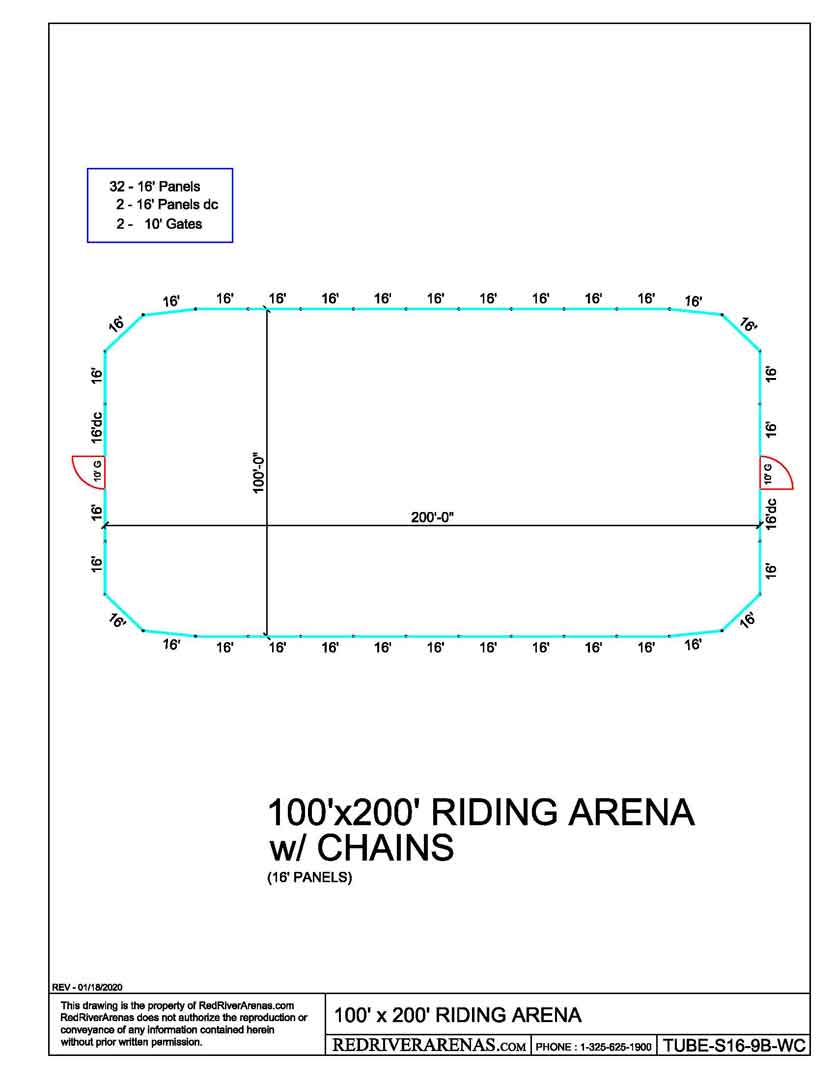 100X200 Riding Arena  (PL16 Series Panel)