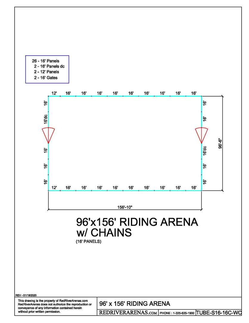 96X156 Riding Arena  (PL16 Series Panel)