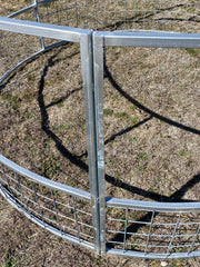 Leg detail on R3 economy round bale feeder with 4x4 wire mesh skirt