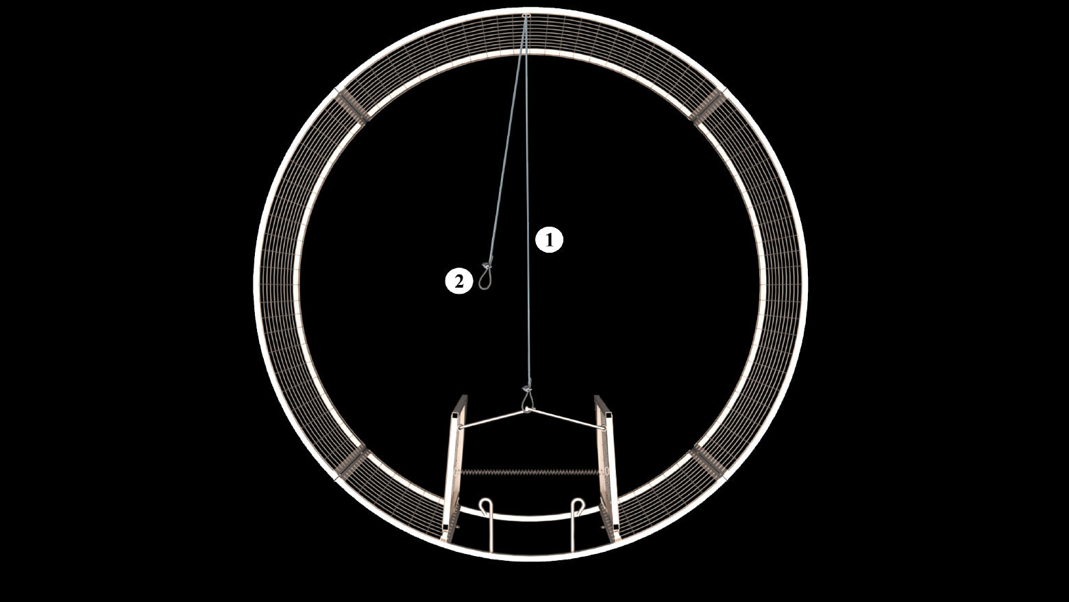 Texas Swine Saloon hog trap top view with trigger cable and saloon doors